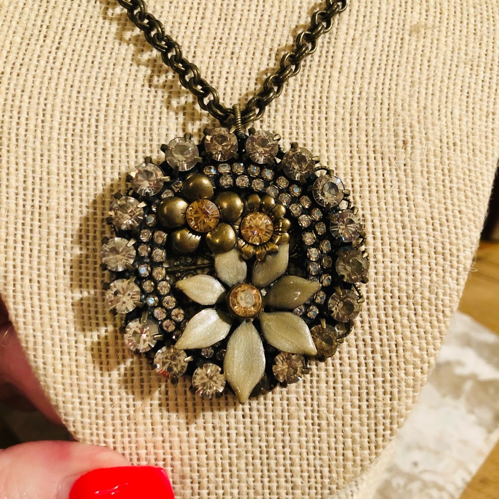 Liz Palacios Crystal & enamel medallion necklace
